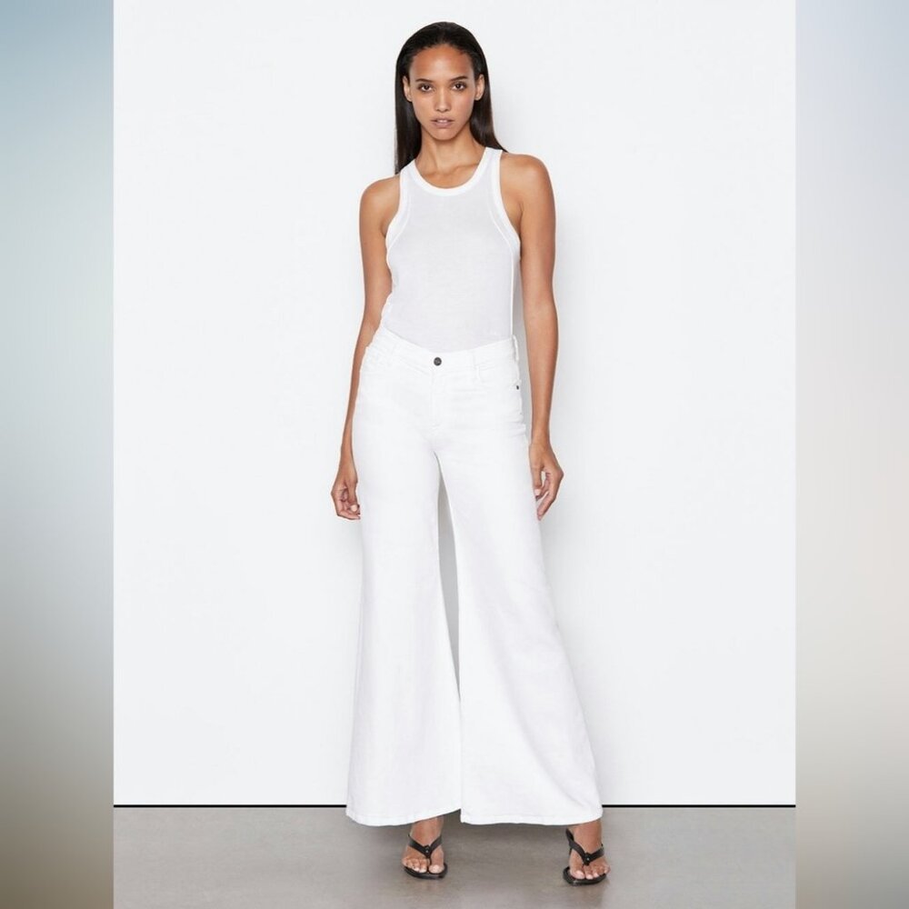Frame Denim Le Palazzo Wide-Leg Jeans Blanc White 26